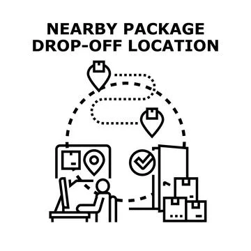 Package drop off location and delivery tracking concept Stock Illustration