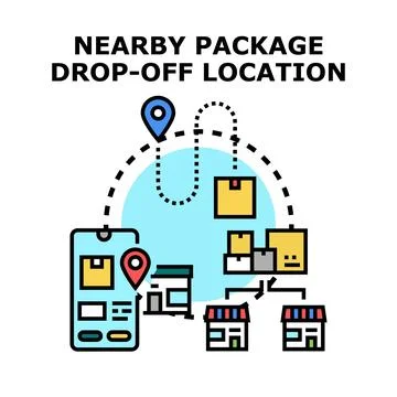 Package drop off location tracking and delivery service Stock Illustration