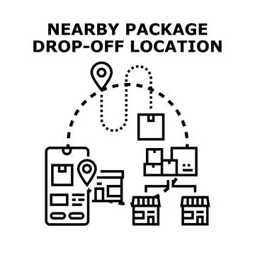 Package drop off location tracking and delivery service Stockillustratie