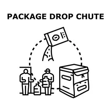Package dropping chute vector concept illustration Stock Illustration