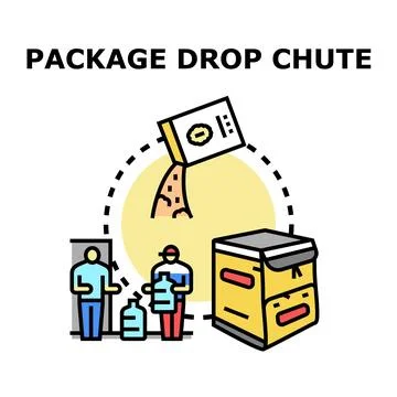 Package dropping chute vector concept illustration Stock Illustration