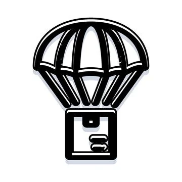 Package dropping with a parachute delivering goods concept Stock Illustration