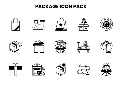 Package DuoTone Design Icons Pack Stock Illustration