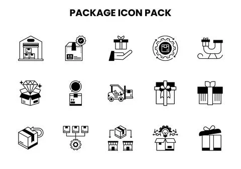 Package DuoTone Icons Pack Stock Illustration