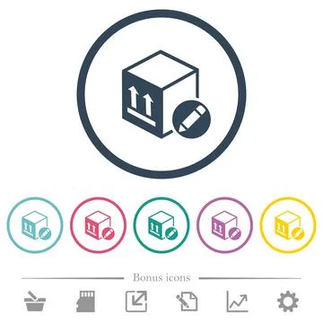 Package edit flat color icons in round outlines Illustration