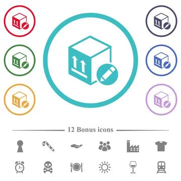 Package edit flat color icons in circle shape outlines Illustration