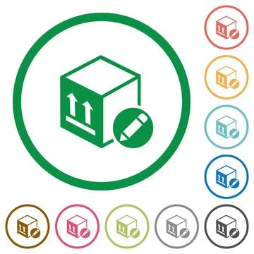Package edit flat icons with outlines Illustration