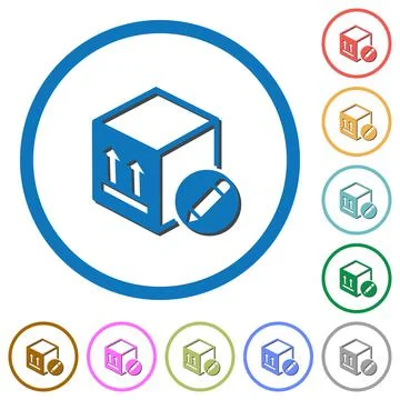 Package edit icons with shadows and outlines Illustration