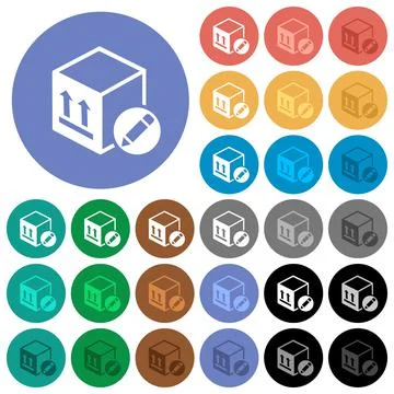 Package edit round flat multi colored icons Illustration