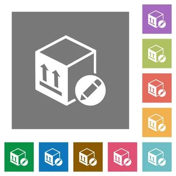 Package edit square flat icons 库存插图
