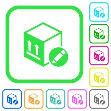 Package edit vivid colored flat icons Illustration