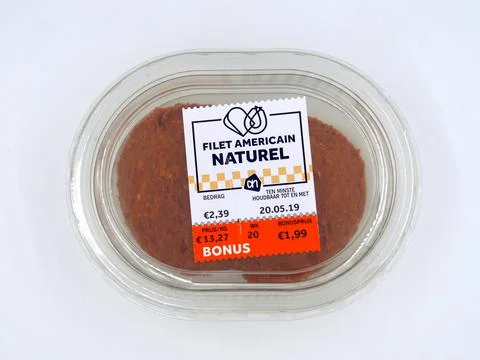 Package of Filet Americain Naturel Stock Photos