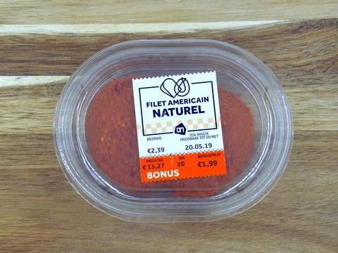 Package of Filet Americain Naturel Stock Photos