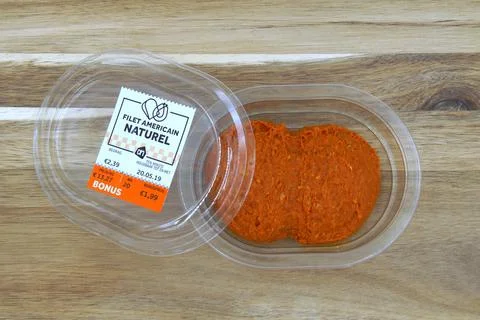 Package of Filet Americain Stock Photos