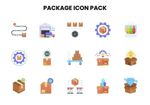 Package Flat Design Icons Pack イラスト素材