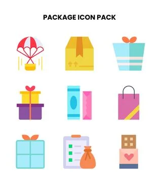 Package Flat Icons Pack Stock Illustration