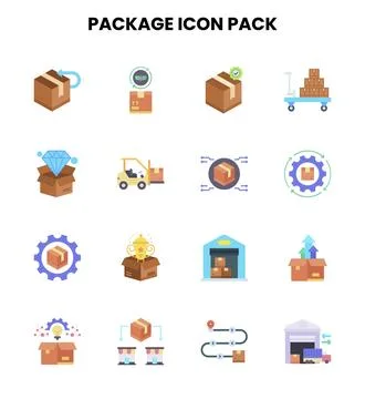Package Flat Icons Pack Stock-Illustration