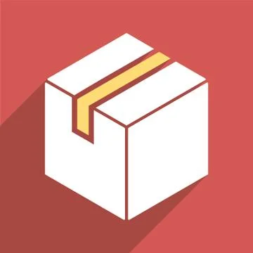 Package Flat Long Shadow Square Icon Stock Illustration