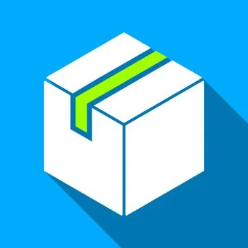 Package Flat Long Shadow Square Icon Stock Illustration