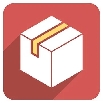Package Flat Rounded Square Icon with Long Shadow Stock Illustration