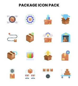 Package Flat Scalable Icons Pack Stockillustratie
