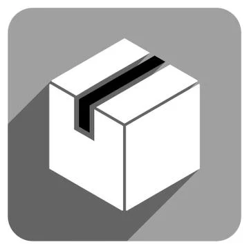 Package Flat Square Icon with Long Shadow 库存插图