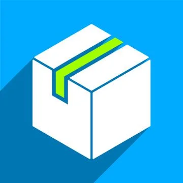 Package Flat Square Icon with Long Shadow Illustrazione stock