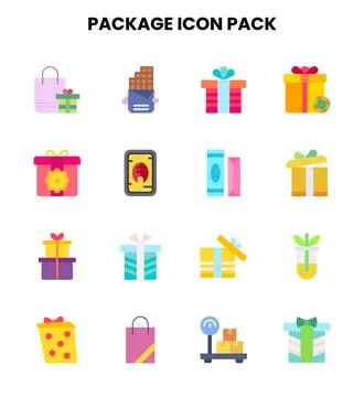 Package Flat Vector Icons Pack Illustrazione stock