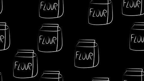 Package of flour on a black background. vector illustration, pattern. flour i Illustrazione stock