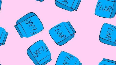 Package of flour on a pink background. vector illustration, pattern. flour is イラスト素材