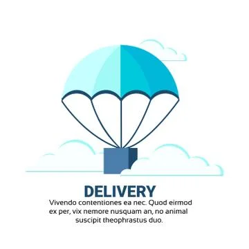 Package flying parachutes fast parcel delivery service concept international イラスト素材