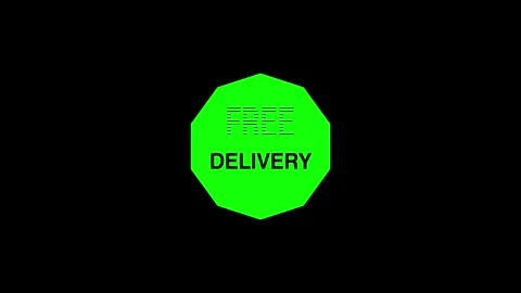 Package free delivery glitch text effect animation. Graphic overlay text abstrac Stock Footage 318595560