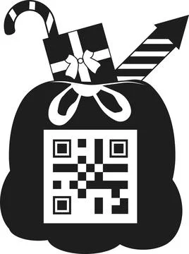 A package with gifts by QR codes. Stock Illustration
