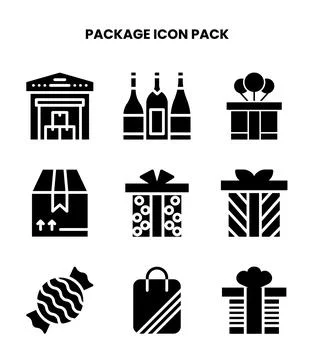 Package Glyph Bundle Icons Pack 库存插图