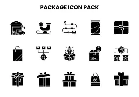 Package Glyph Design Icons Pack Stock Illustration