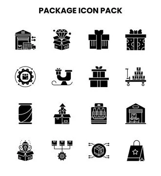 Package Glyph Graphics Icons Pack Stock Illustration