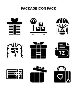 Package Glyph Graphics Icons Pack 库存插图