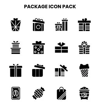 Package Glyph Graphics Icons Pack Stockillustratie