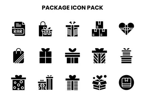Package Glyph Vector Icons Pack Illustration
