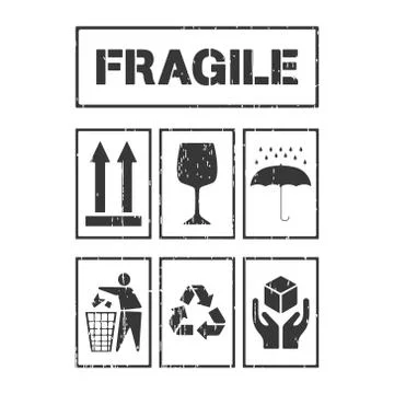 Package handling labels Stock Illustration