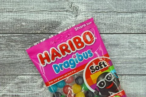 Package of Haribo Dragibus candy Stock Photos