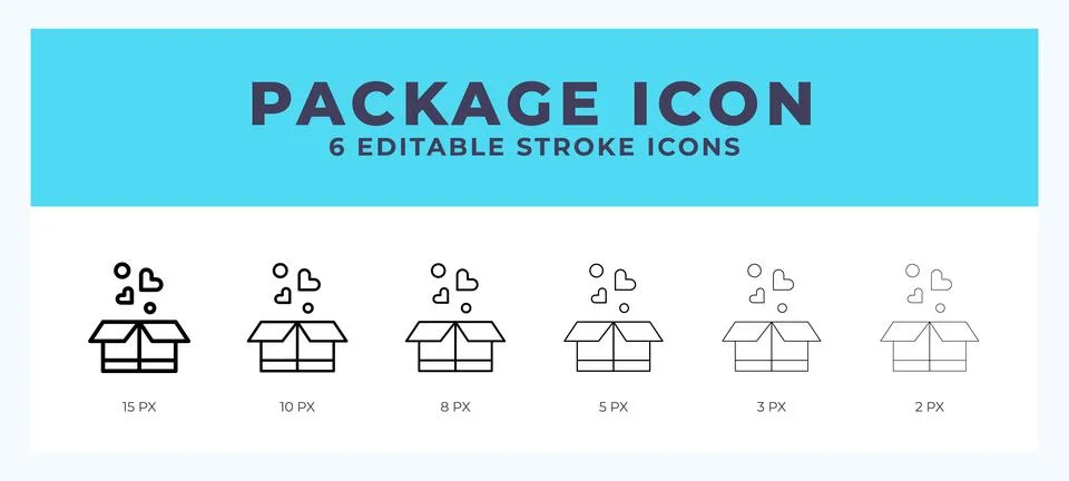 Package icon with different stroke. Vector illustration. Stock Illustration