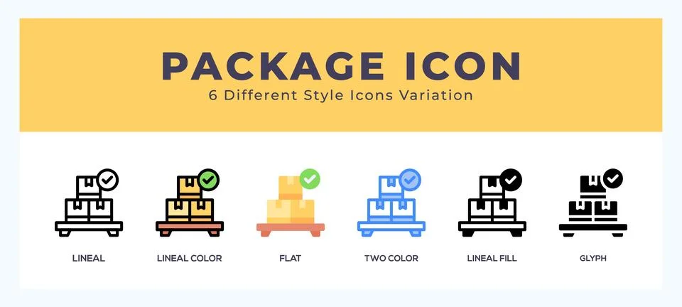 Package icon set. Design elements for logo Stock Illustration