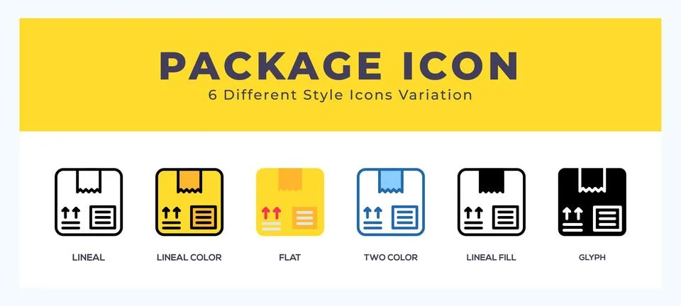 Package icon set with different styles. Vector illustration. Stockillustratie