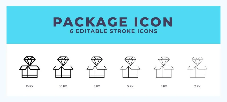 Package icon vector for web. And mobile app. Editable stroke outline icon. Stock Illustration