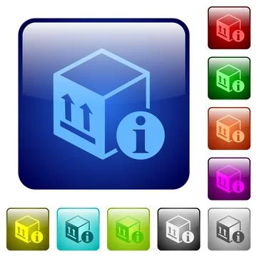 Package information color square buttons Stock Illustration
