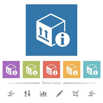 Package information flat white icons in square backgrounds Stock Illustration