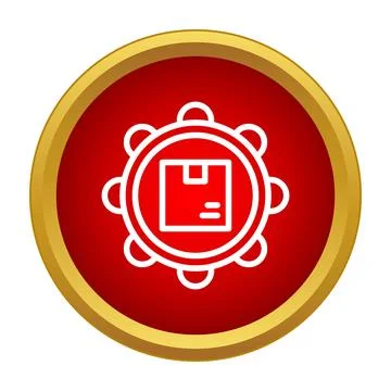Package inside gear wheel representing logistics process Stock Illustration