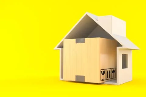 Package inside house cross-section Stock Illustration