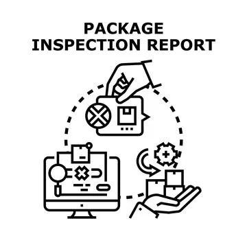 Package inspection report document analyzing quality control 스톡 일러스트